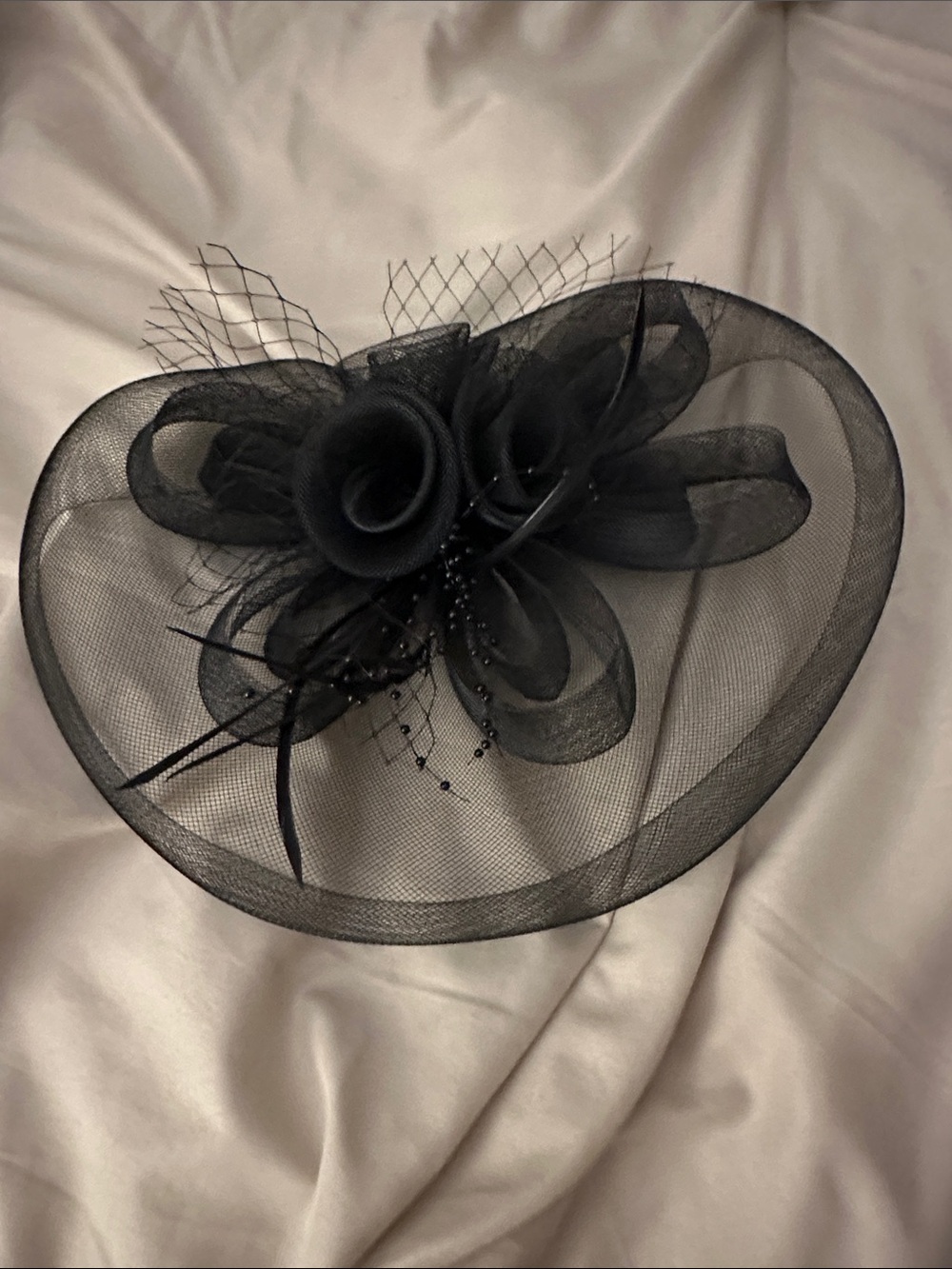 Chic Black Floral Mesh Fascinator Hat for Women